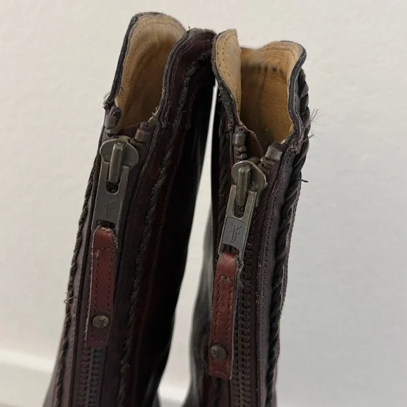 Frye Vintage Veronica Twist Back Zip in Brown/Tan Distressed Size 9 - Picture 7 of 12